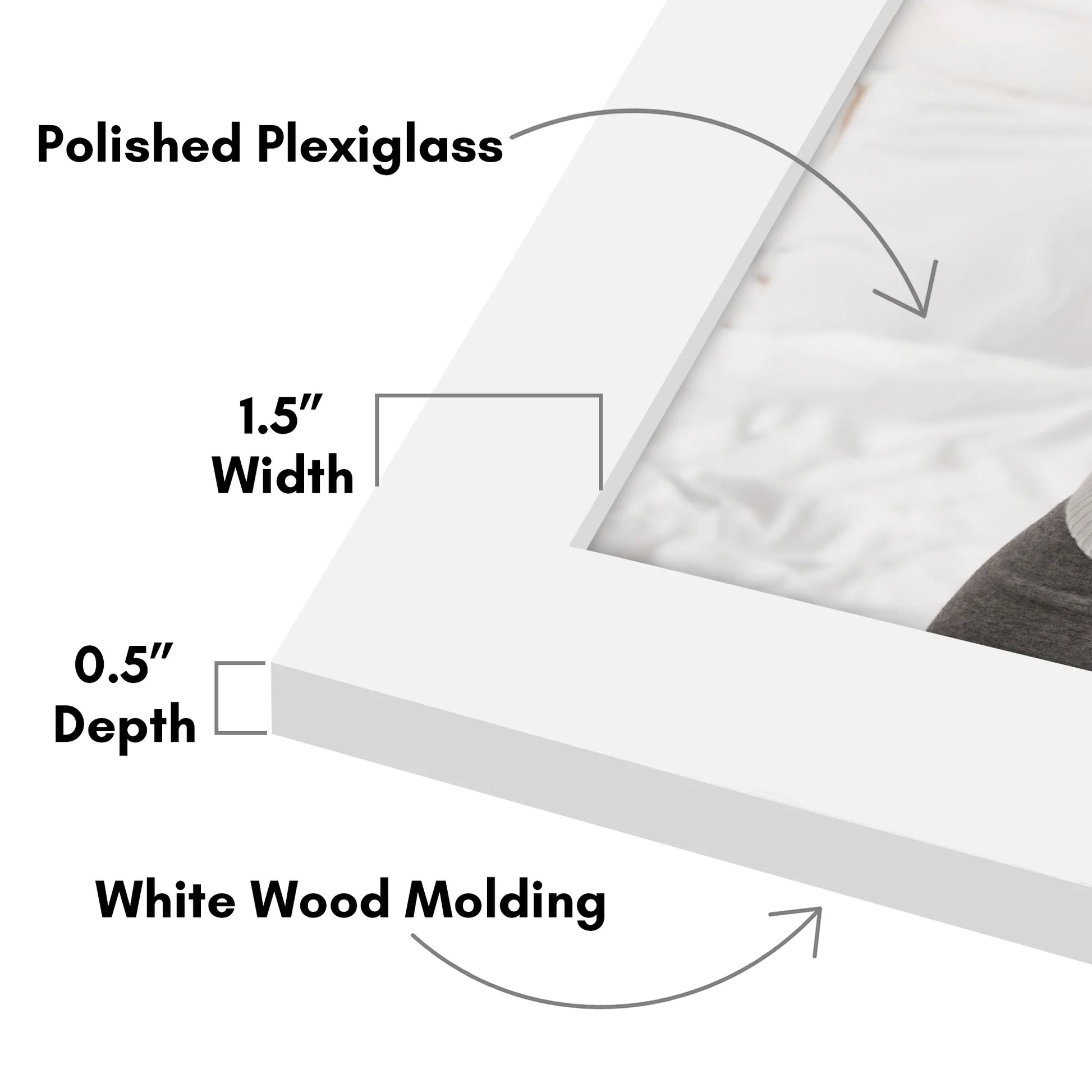 Poster Frame 24X36 Inches - White Wooden Picture Frame with Plexiglass Cover