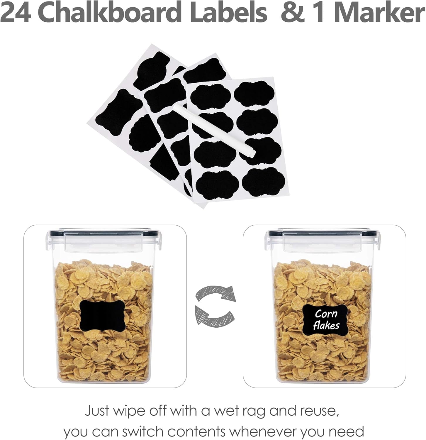 Airtight Food Storage Containers Set, 14 PCS Kitchen Storage Containers with Lids for Flour, Sugar and Cereal, Plastic Dry Food Canisters for Pantry Organization and Storage | Bpa-Free Kitchen Organizers with Lids, for Flour, Sugar & Cereal, Plastic Dry Food Canisters, Pantry Storage