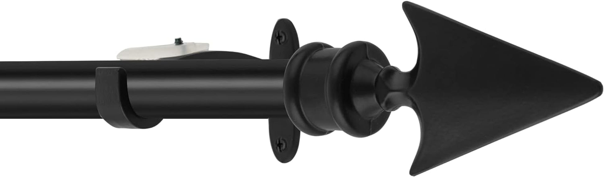 Deco  Black Arrow Curtain Rods for Windows & Doors 36 to 66 Inch Adjustable Long Drapery Rods with Flat Arrow Finials & Brackets Set, 3/4 Inch