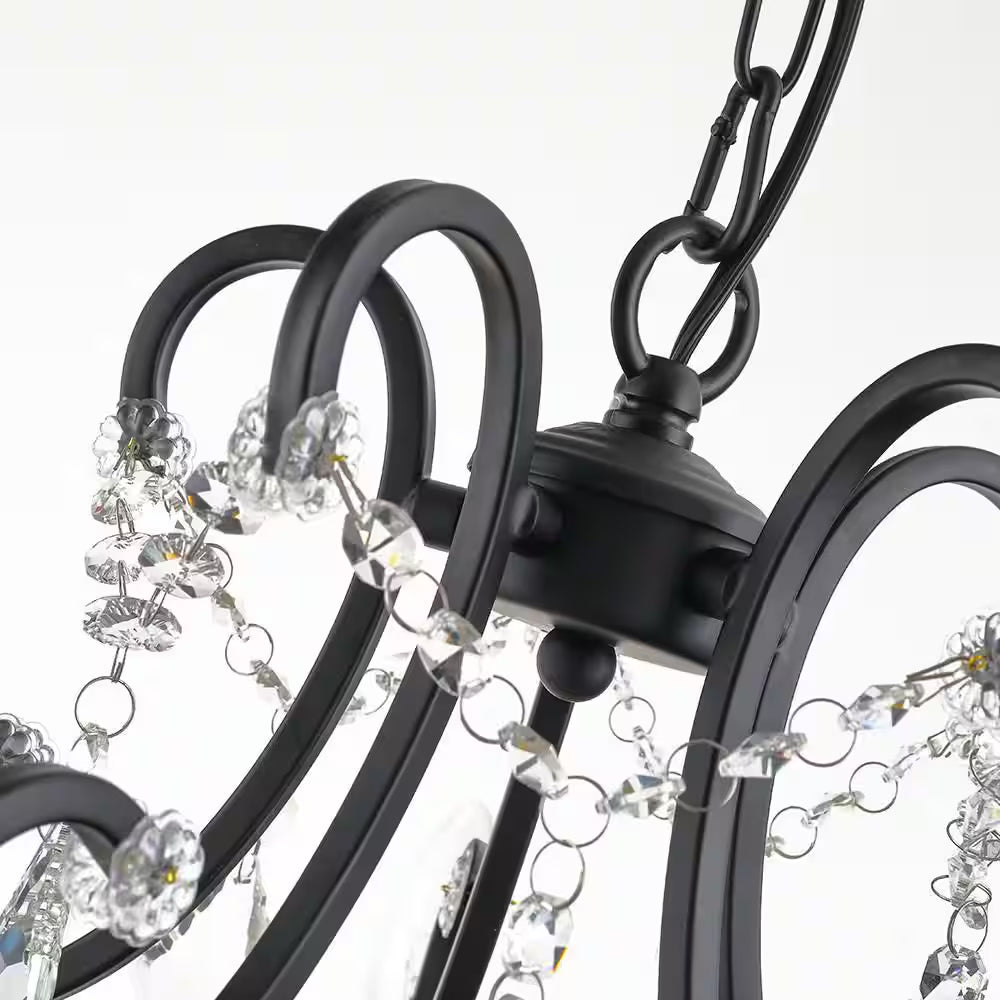 Atlanta 5-Light 22 In. Black Crystal Traditional Candle Dimmable Chandeliers Living Dining Foyer Lighting