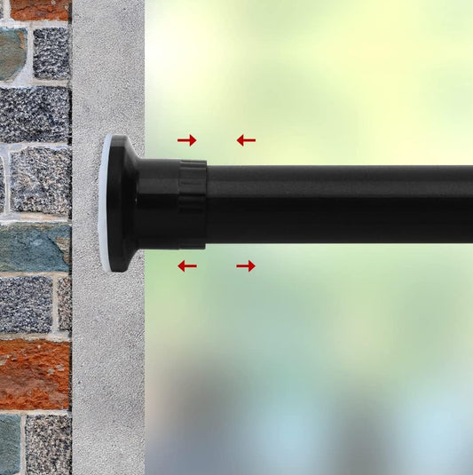 Room Divider Tension Curtain Rod, 43-83 Inch Tension Shower Curtain Rods, Curtain Rods No Drilling for Window,Adjustable Bathroom Stall Tension Pole-Black