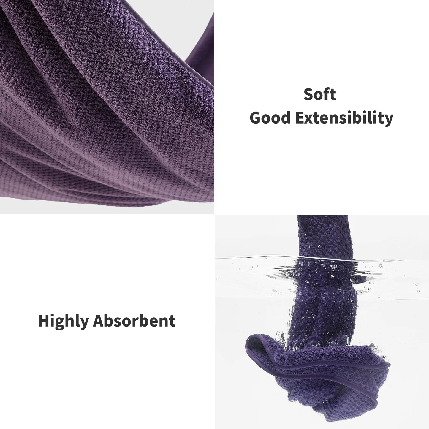 4 Pack Towel Set Oversized Bath Sheet Towels 600 GSM Ultra Soft Dark Purple Bath Towels