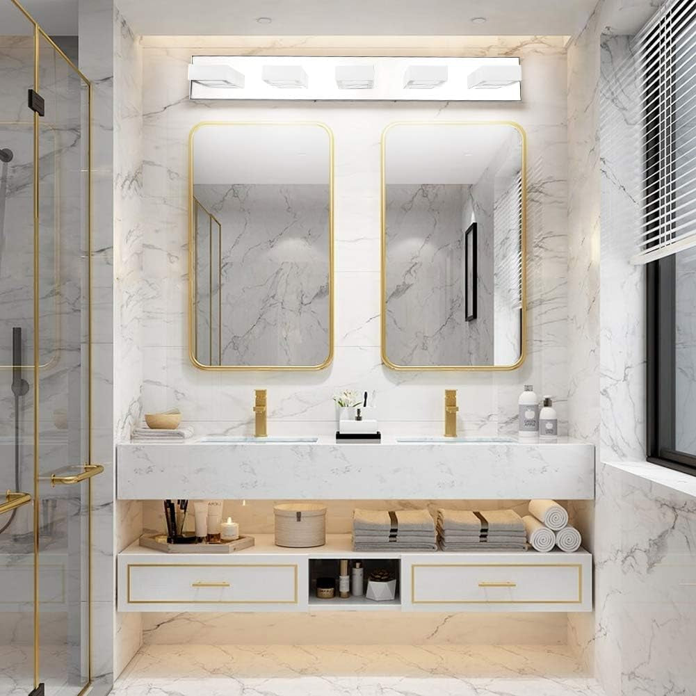 LED Bathroom Vanity Lighting Fixtures 5 Lights Acrylic Rotable 360° Modern Bathroom Vanity Light over Mirror