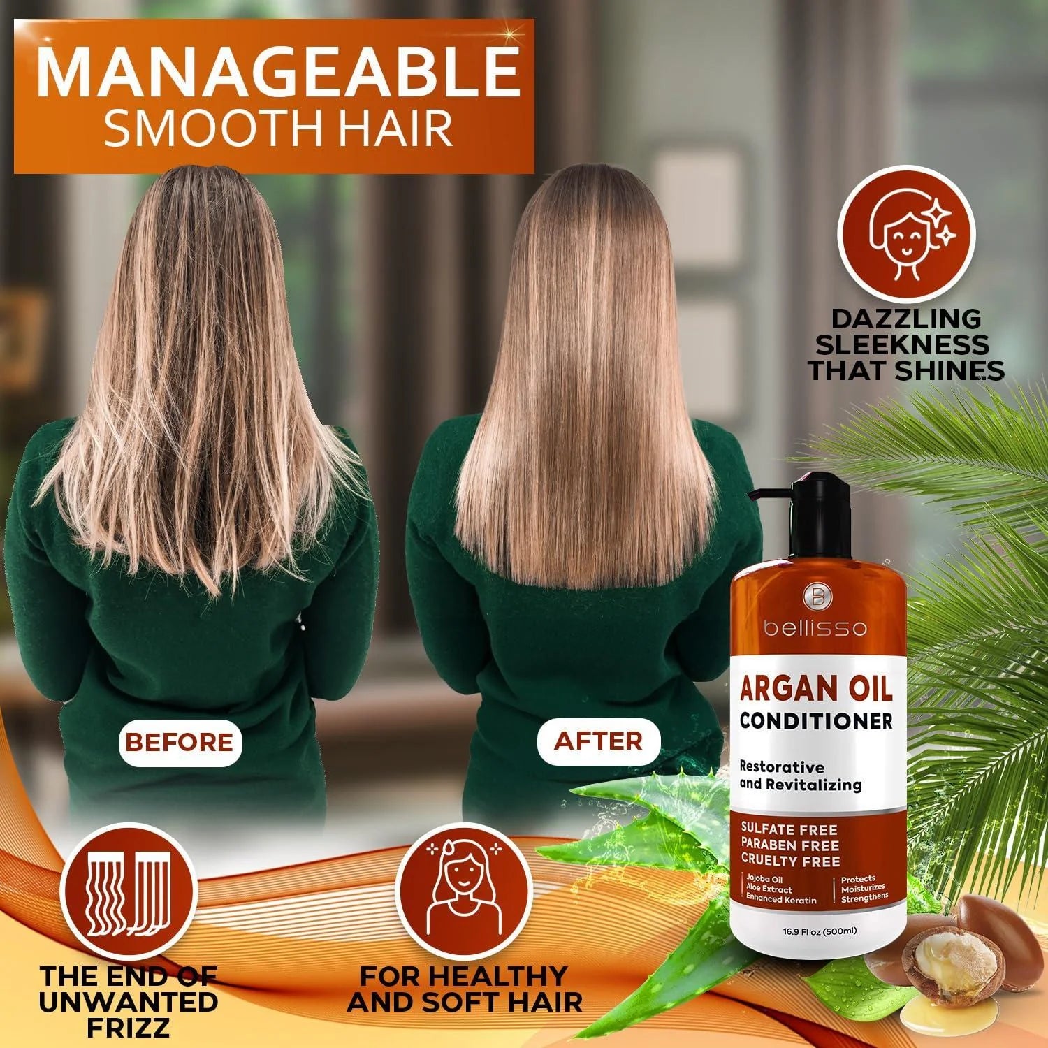 Argan Oil Conditioner Sulfate Free with No Parabens Moroccan Botanicals For
