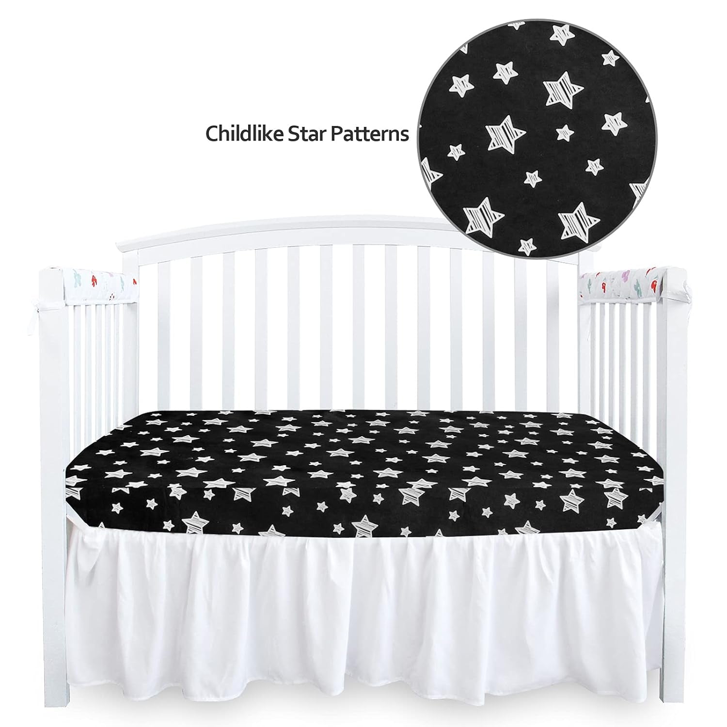 Black Star Baby Crib Sheet - Silky Soft Microfiber, 52'' X 28'' Fitted Sheet for Standard Size Crib Mattress, Snug Fit for Boys & Girls