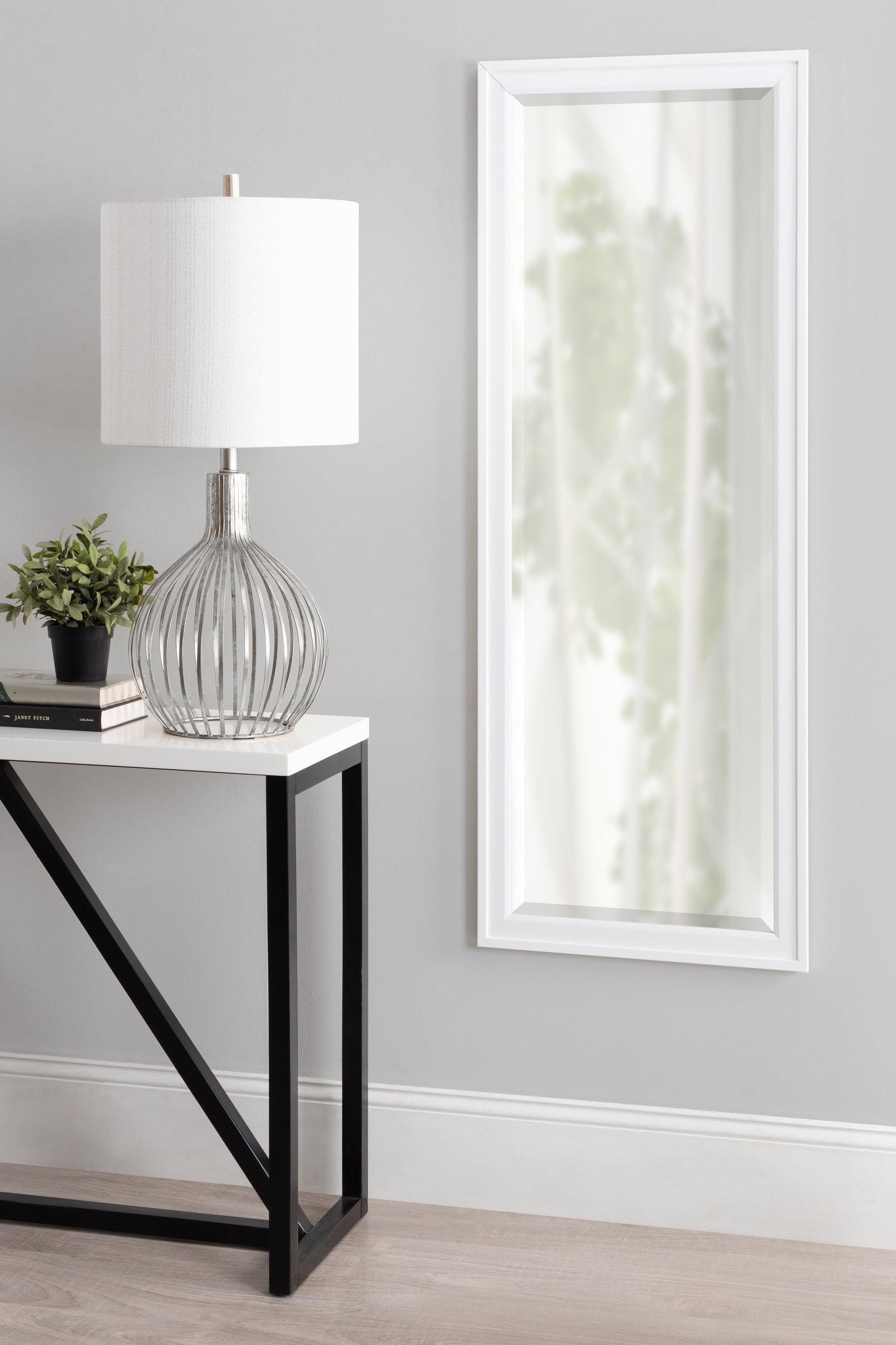 Bosc Modern Framed Rectangular Wall Mirror, 19.5 X 51.5, White, Decorative Tall Mirror with Rectangular Shape and Vibrant Beveled Edge for Wall Decor