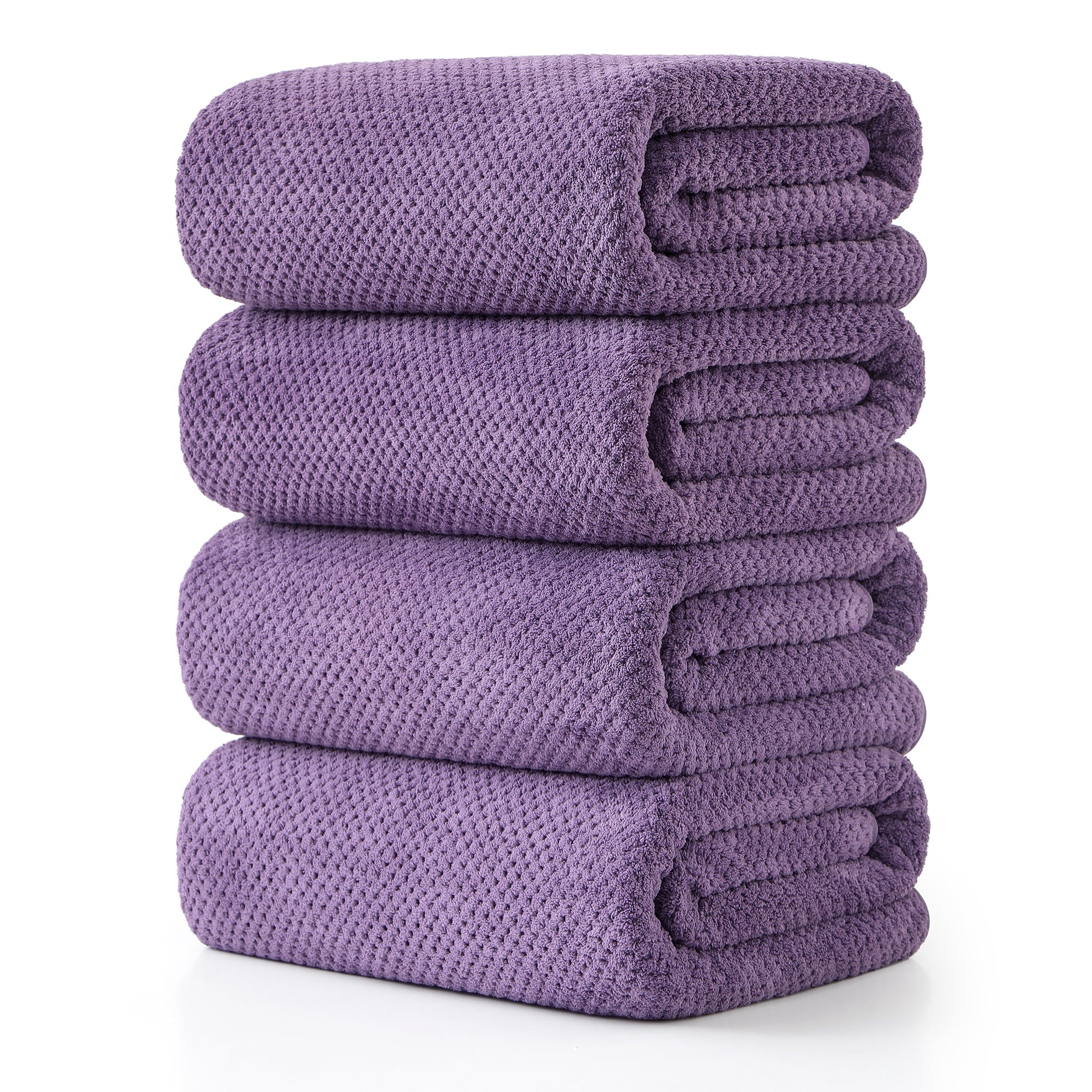 4 Pack Towel Set Oversized Bath Sheet Towels 600 GSM Ultra Soft Dark Purple Bath Towels