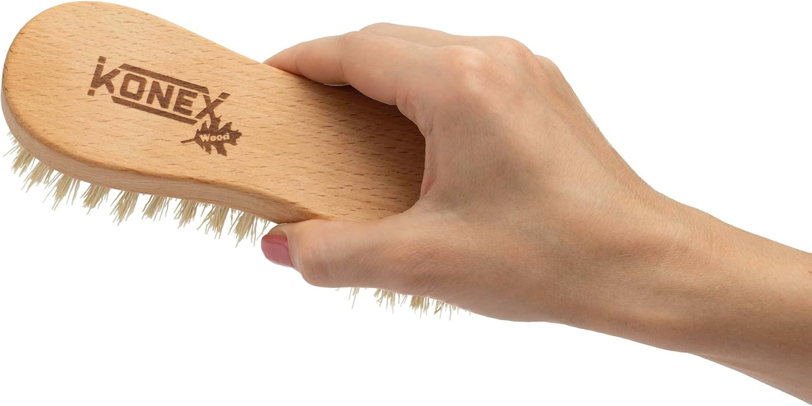 Nylon Fiber Economy Utility Cleaning Hand Brush | Heavy Duty Hand-Held Scrub Brush Stiff Bristles | Wooden Body, Ideal Scrub Brushes for Cleaning (Peanut Shaped)