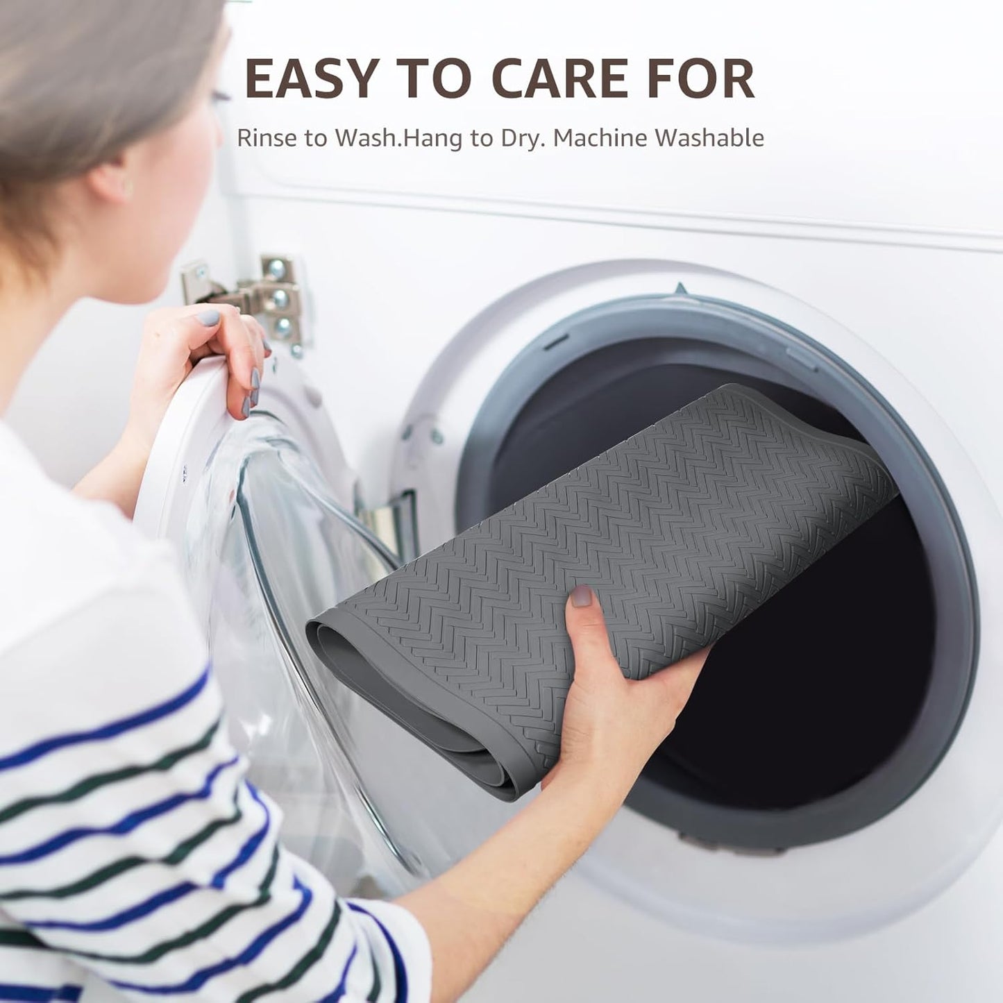 Bathtub Mat Non Slip, Extra Long Rubber Bath Mat for Tub, Machine Washable Shower anti Slip Mat with 332 Strong Suction Cups (Grey, 36" X 17")