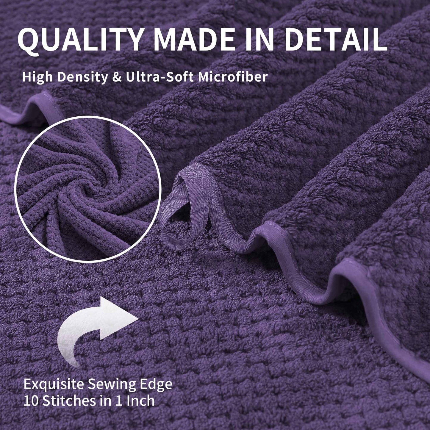 4 Pack Towel Set Oversized Bath Sheet Towels 600 GSM Ultra Soft Dark Purple Bath Towels