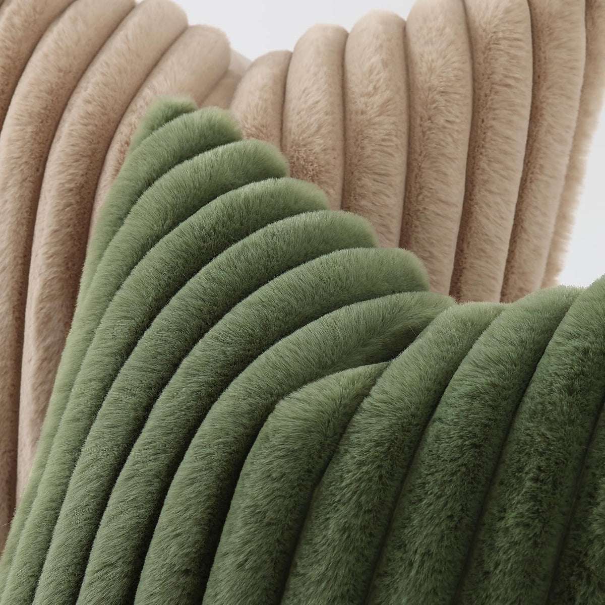 Fall Faux Fur Throw Pillow Covers 18X18 Set of 2 Olive Green