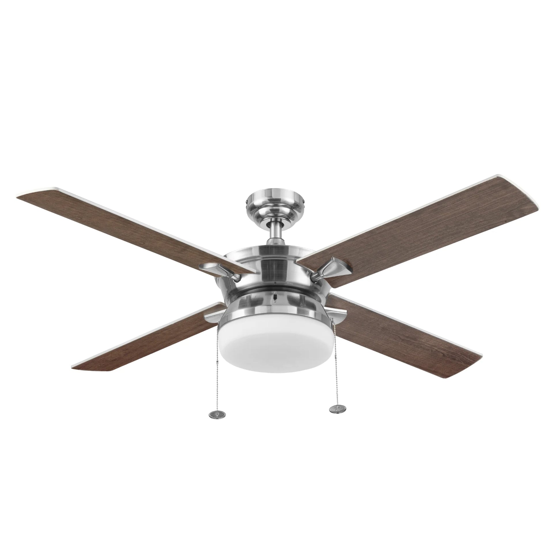Blair 52" Nickel Modern Indoor Ceiling Fan with Light, 4 Blades, Pull Chains & Reverse Airflow