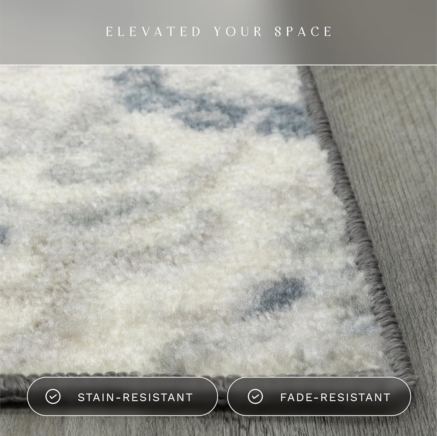 Blooming Damask Area Rugs Carpet for Living Room & Bedroom [Made in USA], 5 X 7, Grey/Blue