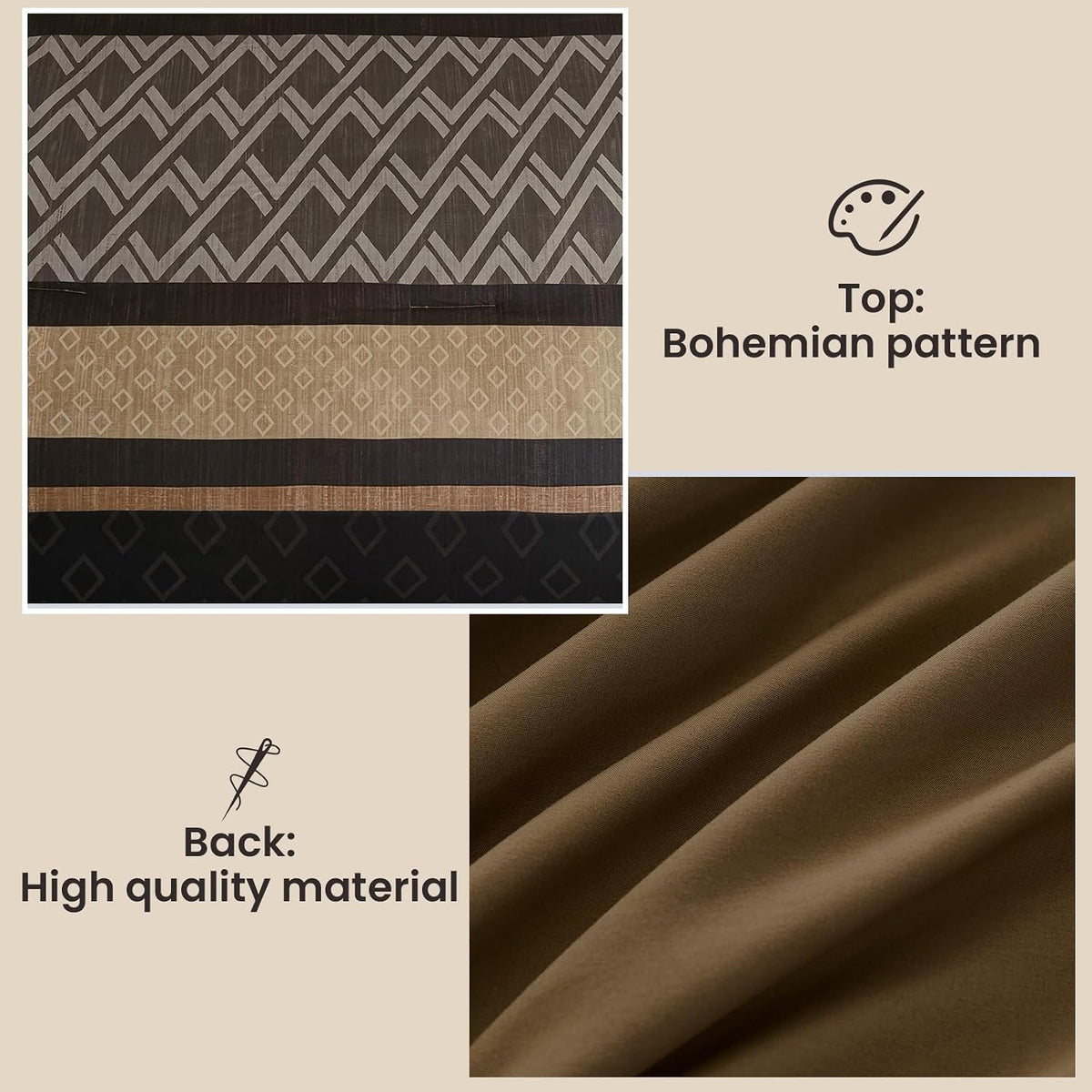 Brown Comforter Set King Size,Fall Striped Bed in a Bag