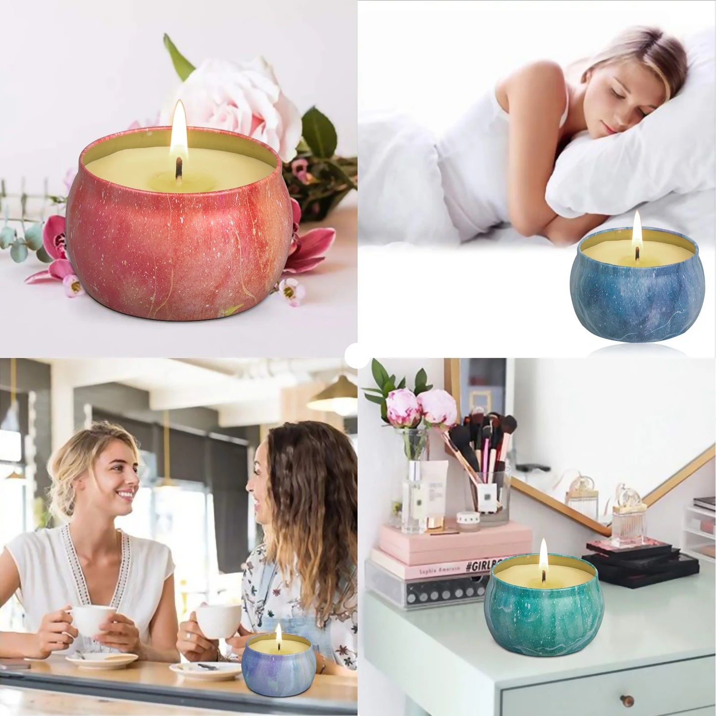 Scented Candles Gift Set for Women: Soy Wax Scented Candle Fragrance Candles 4.4 Oz Strongly Fragrance for Stress Relief Halloween Christmas Birthday Mother'S Day