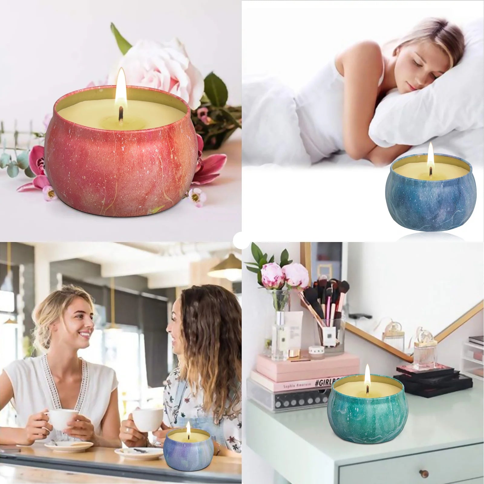 Scented Candles Gift Set for Women: Soy Wax Scented Candle Fragrance Candles 4.4 Oz Strongly Fragrance for Stress Relief Halloween Christmas Birthday Mother'S Day