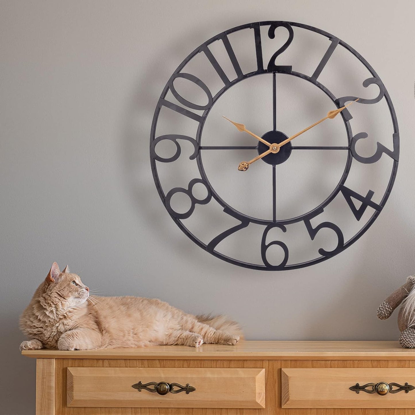 18 Inch Metal Wall Clock, Modem European Arabic Wall Clock Battery Operated, Silent Non Ticking Indoor Outdoor Home Decor Clock for Living Room, Patio