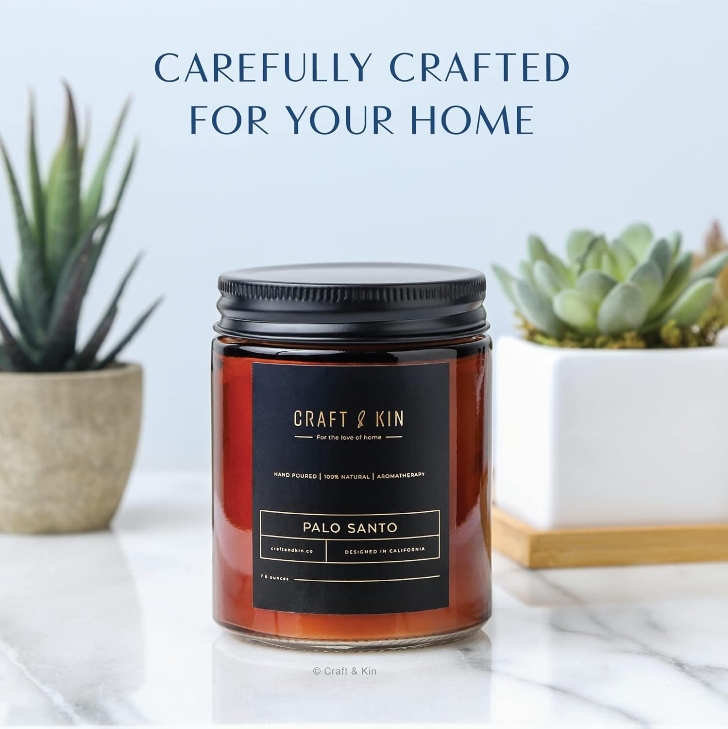 Scented Candles for Men | Palo Santo Candle | All-Natural Scented Candles for Home | Long Lasting with 45 Hour Burn Time, 8Oz