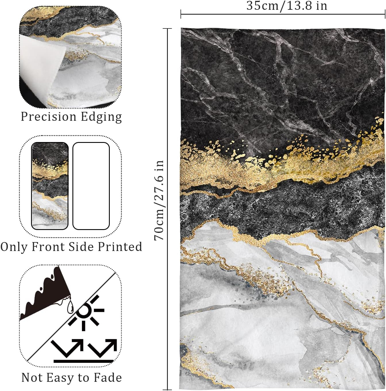 Black Gold Marble Hand Towels for Bathroom Decorative Bath Towels Soft Absorbent Kitchen Hand Towels Modern Abstract Bathroom Hand Towels for Home Kitchen Bathroom Decor