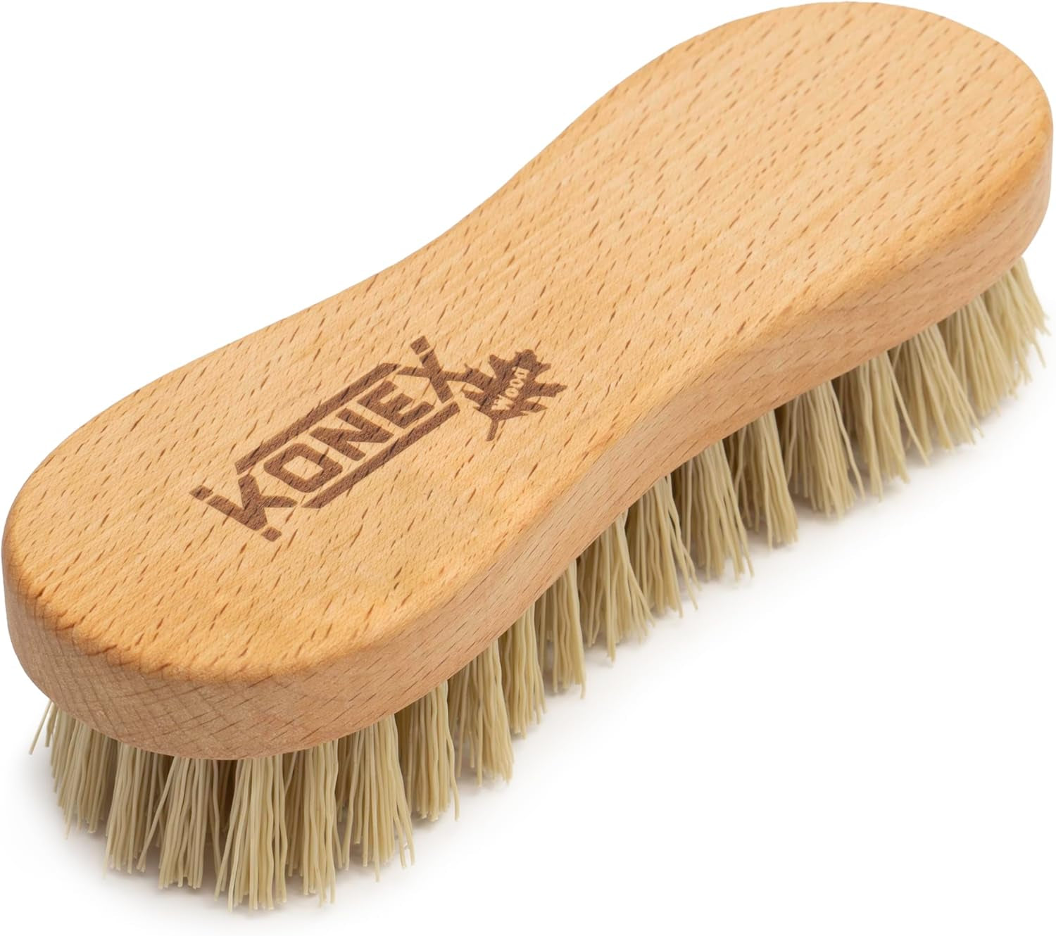Nylon Fiber Economy Utility Cleaning Hand Brush | Heavy Duty Hand-Held Scrub Brush Stiff Bristles | Wooden Body, Ideal Scrub Brushes for Cleaning (Peanut Shaped)