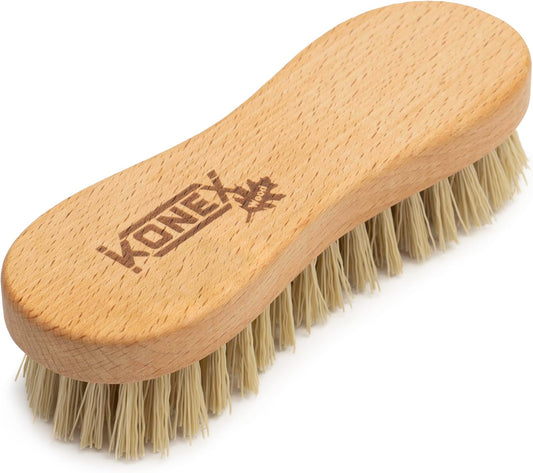 Nylon Fiber Economy Utility Cleaning Hand Brush | Heavy Duty Hand-Held Scrub Brush Stiff Bristles | Wooden Body, Ideal Scrub Brushes for Cleaning (Peanut Shaped)