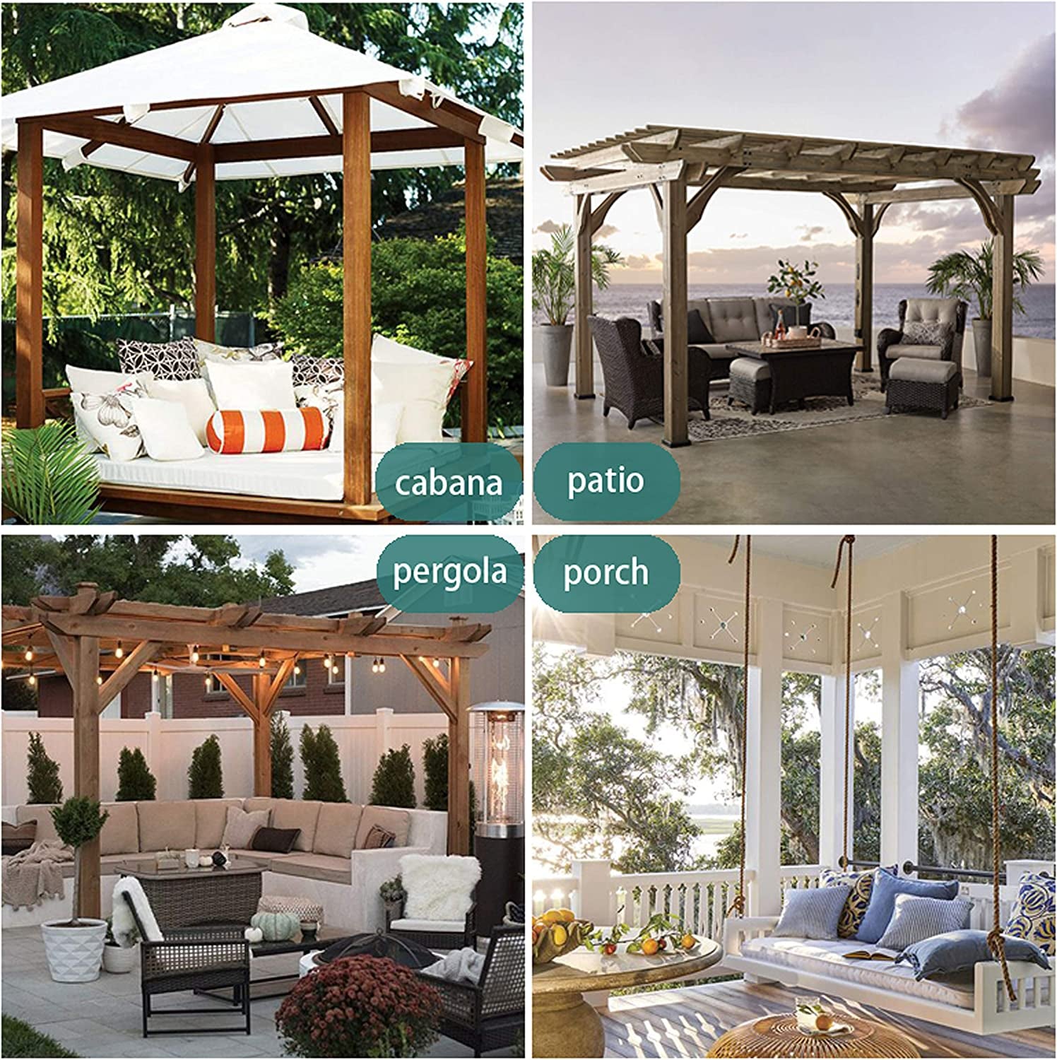 Burlap Linen Look Outdoor Curtains for Patio - 2 Panels Waterproof Sheer Curtains for Pergola, Porch, Cabana and Gazebo Grommet Indoor/Outdoor Voile Sheer Drapes (52 X 120 Inch, Ivory)