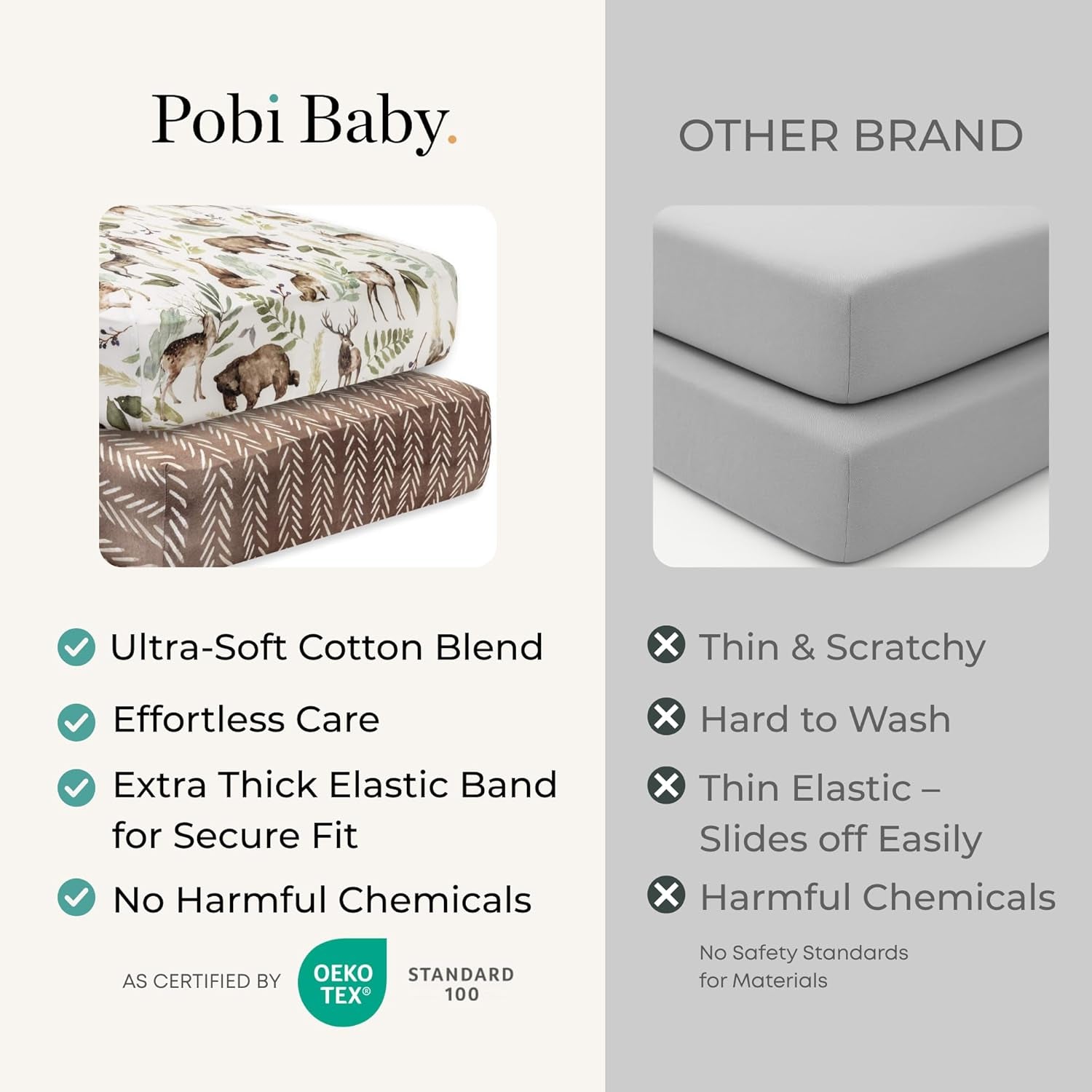 2 Pack Fitted Crib Sheets for Boys - Premium Cotton Blend Baby Woodland Crib Sheet Set, Soft Breathable Toddler Bed Sheets for Standard Mattress, Woodland Nursery Bedding 52X28 (Wildlife)