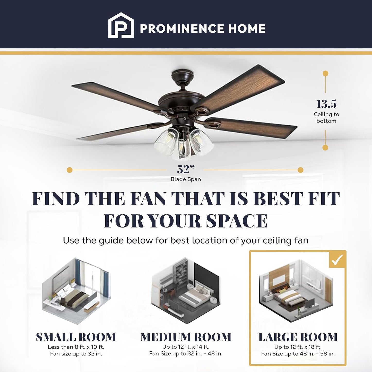 Glenmont, 52 Inch Farmhouse LED Ceiling Fan with Light, Pull Chain, Three Mounting Options, Dual Finish Blades, Reversible Motor - 40278-01 (Oil-Rubbed Bronze)