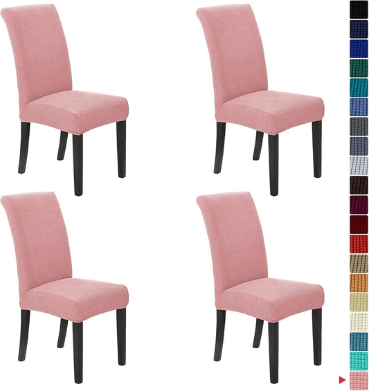 Stretch Chair Covers for Dining Room Set of 4, Removable Washable Dining Room Chair Covers, Dining Chair Slipcovers Seat Protector, Great for Home Decor and Banquet (Dusty Pink, 4 Pack)
