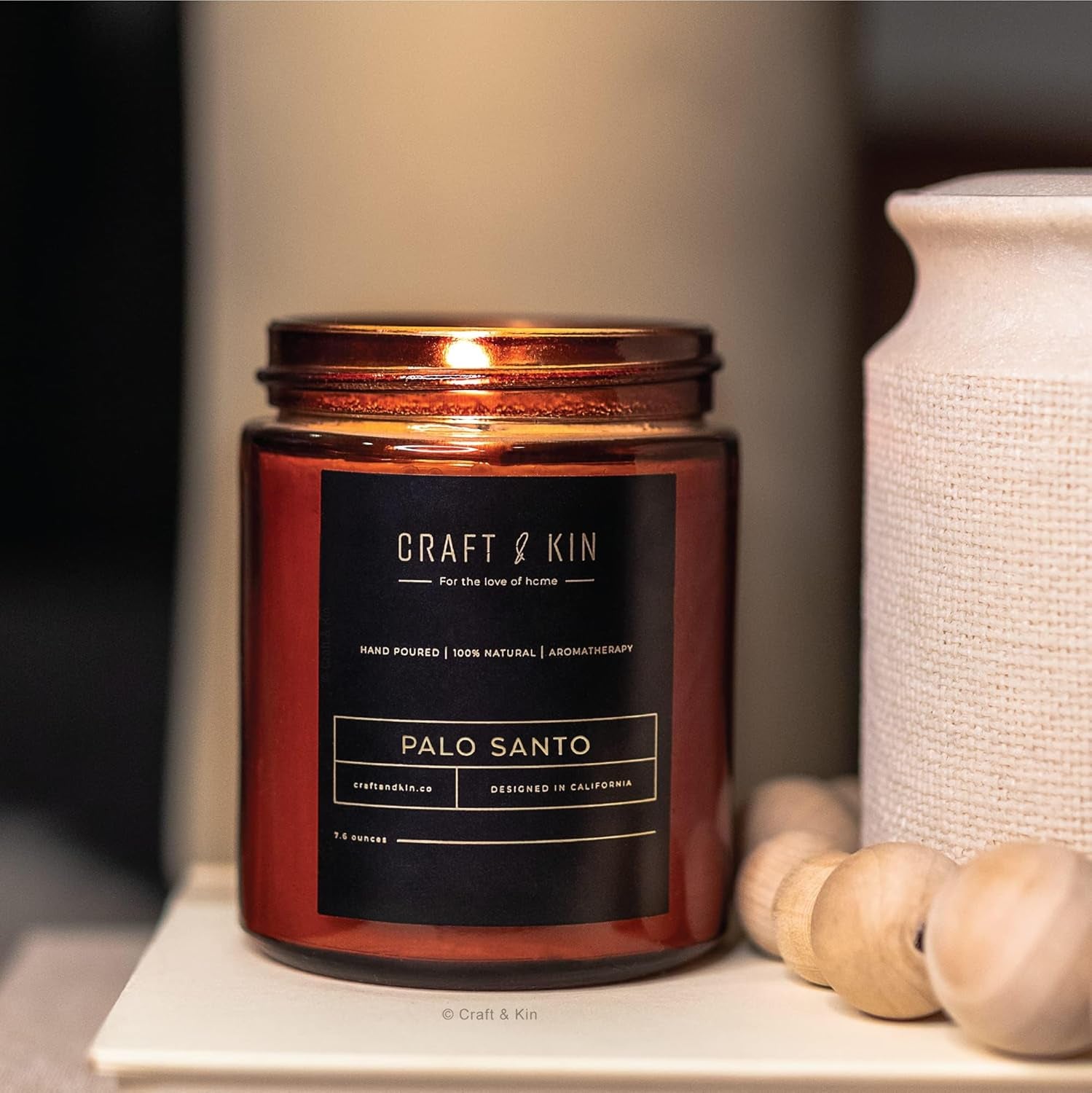 Scented Candles for Men | Palo Santo Candle | All-Natural Scented Candles for Home | Long Lasting with 45 Hour Burn Time, 8Oz
