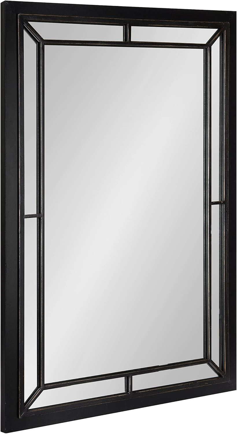 Audubon Farmhouse Wall Mirror, 24 X 36, Black, Decorative Modern Rectangle Mirror for Wall
