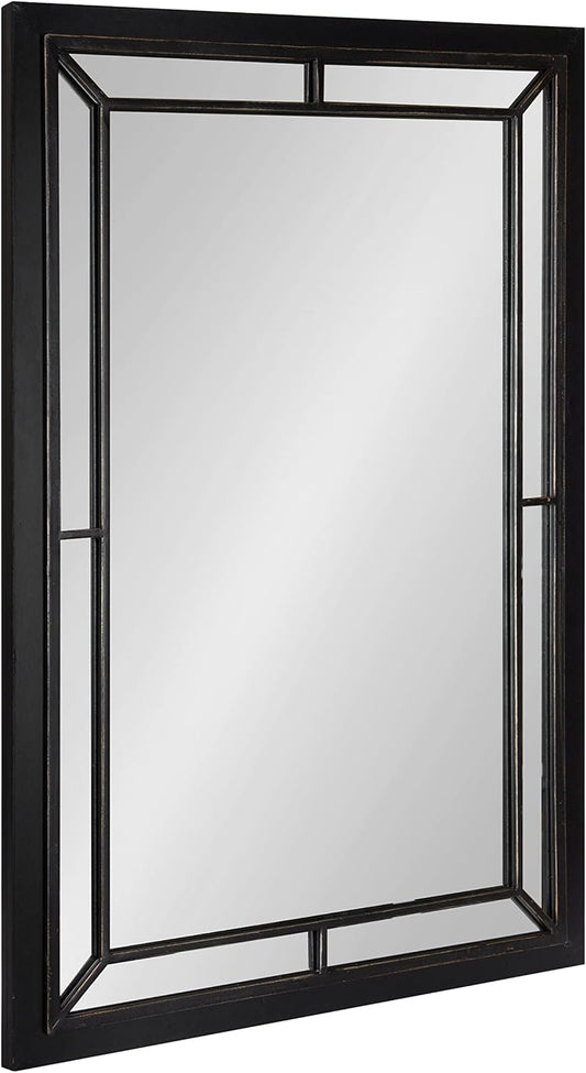 Audubon Farmhouse Wall Mirror, 24 X 36, Black, Decorative Modern Rectangle Mirror for Wall