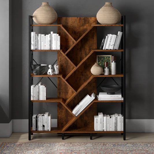 Mong 70" H X 55"W Display Shelves Wood Etagere Bookcase