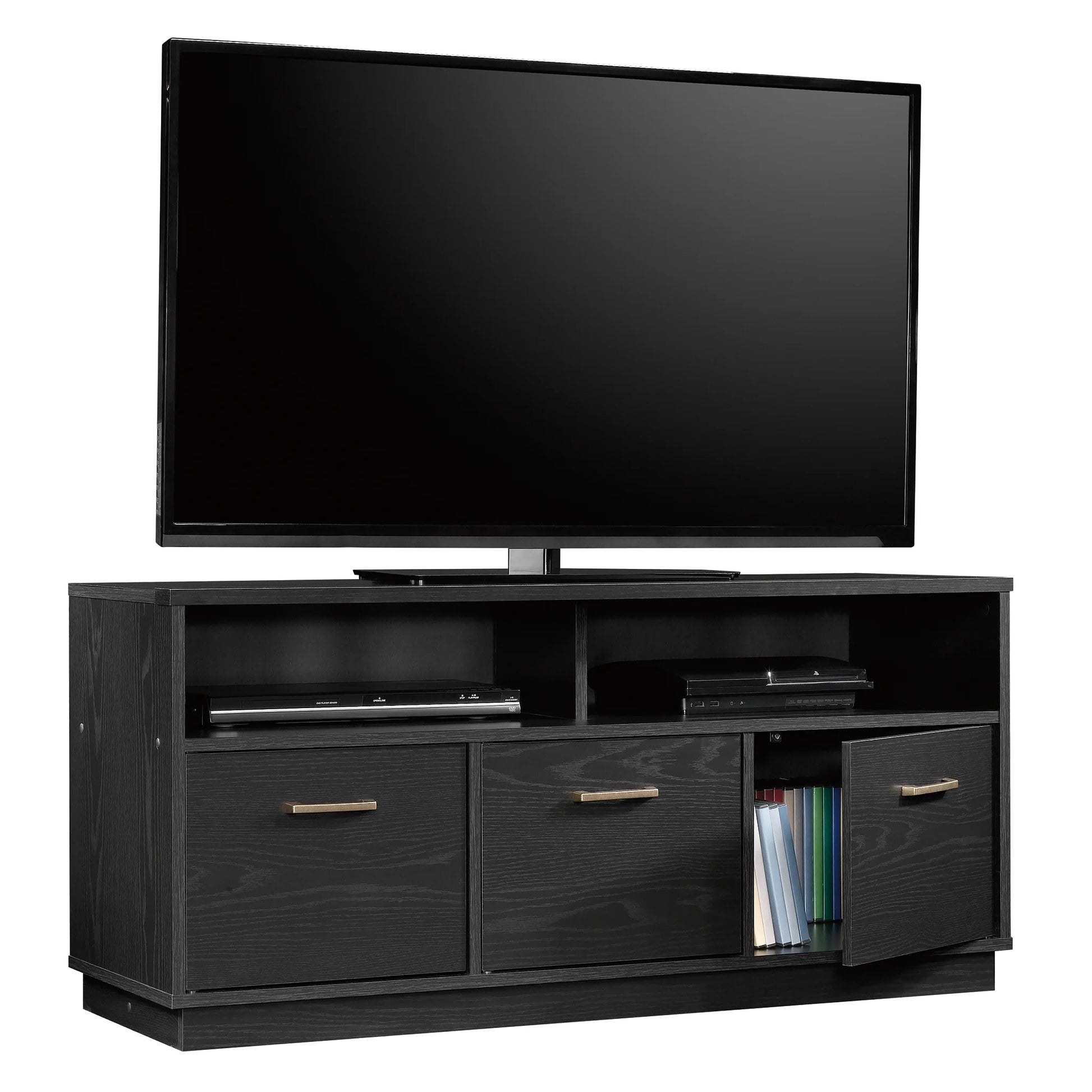 3-Door TV Stand Console for Tvs up to 50", Blackwood Finish