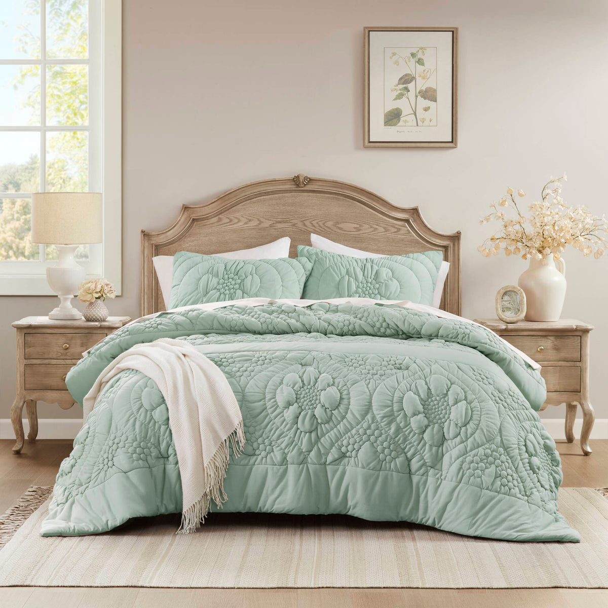 Green Floral King Comforter Set