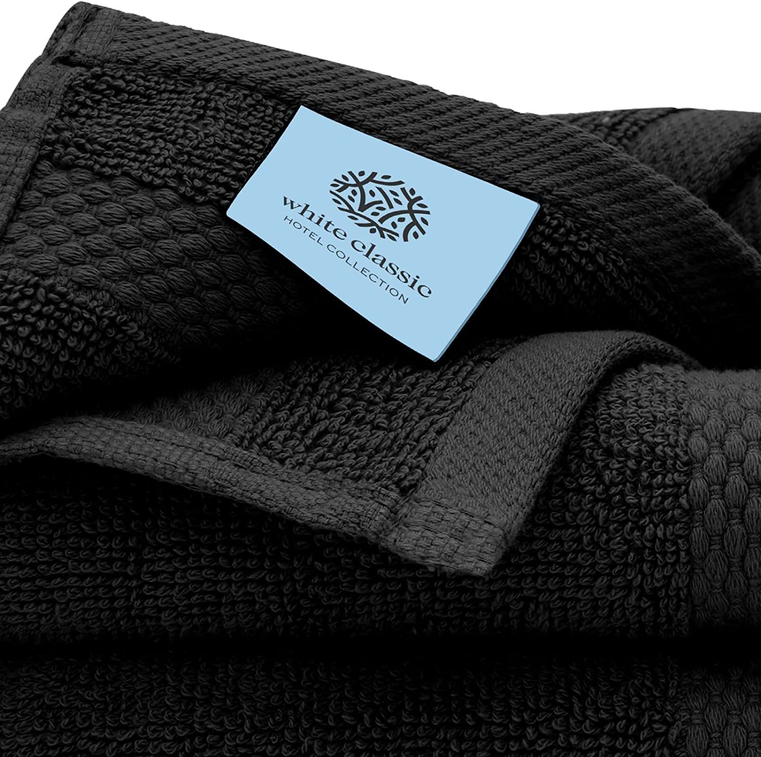 Luxury Cotton Washcloths 13X13 Inch - 650 GSM Turkish Cotton | Hotel, Spa, Bathroom Face Towel | 12 Pack, Black