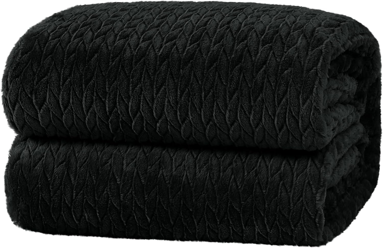 Breathable Fleece Throw Blanket for Couch Sofa(50X70 Inch), Super Soft Fuzzy Blankets for All Season, Lightweight and Fluffy, Black(Leaf)