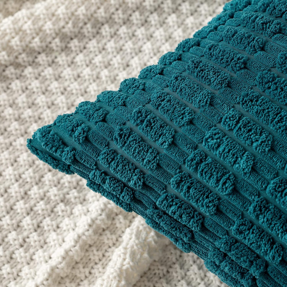 Corduroy Decorative Throw Pillow Covers 18X18 Teal Pack of 2