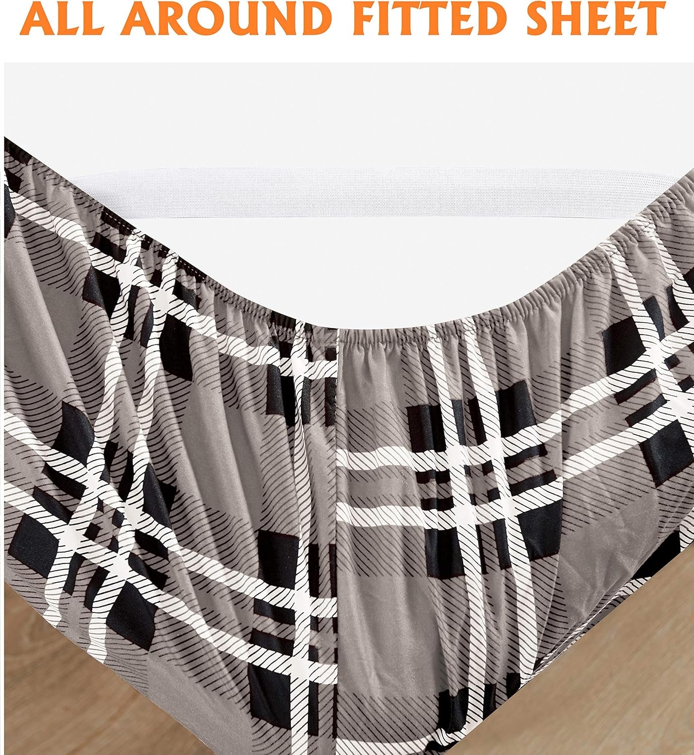 Luxury Soft Bed Sheets Plaid Pattern - 1500 Premium Hotel Quality Microfiber Softness Wrinkle and Fade Resistant (4-Piece) Bedding Set, Twin/Twin XL, Grey