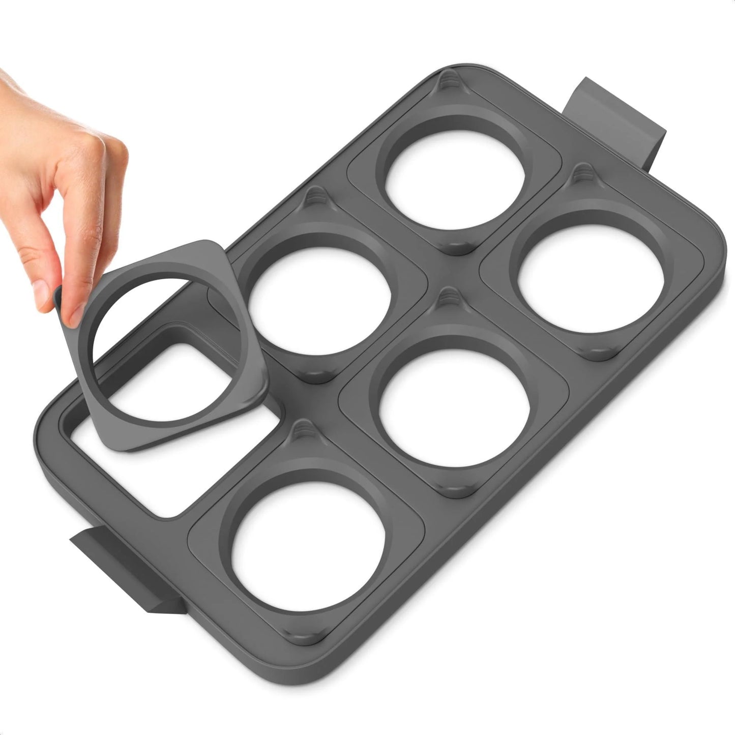 Silicone Egg Rings for Frying Eggs 16.5 X8.9 Inch 6 Ring Removable Silicone Egg Molds for Griddle 12 Shapes 6 round & 6 Square Non Stick & Heat Resistant Ergonomic Handles for Easy Cooking
