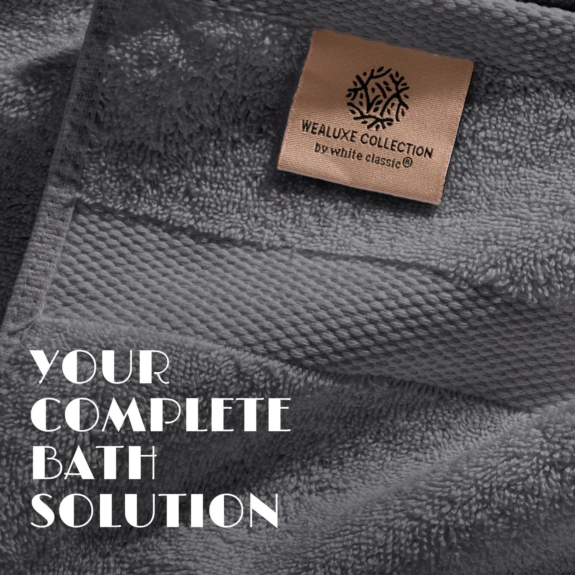 Gray Bath Towel Set of 6 Cotton 100% Highly Absorbent Towels for Bathroom 2 Luxury Bath Towels 650GSM 2 Hand Towels 2 Washcloths