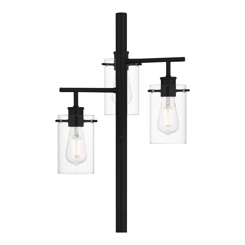 Regan 63 In. Matte Black Floor Lamp with Clear Glass Shades