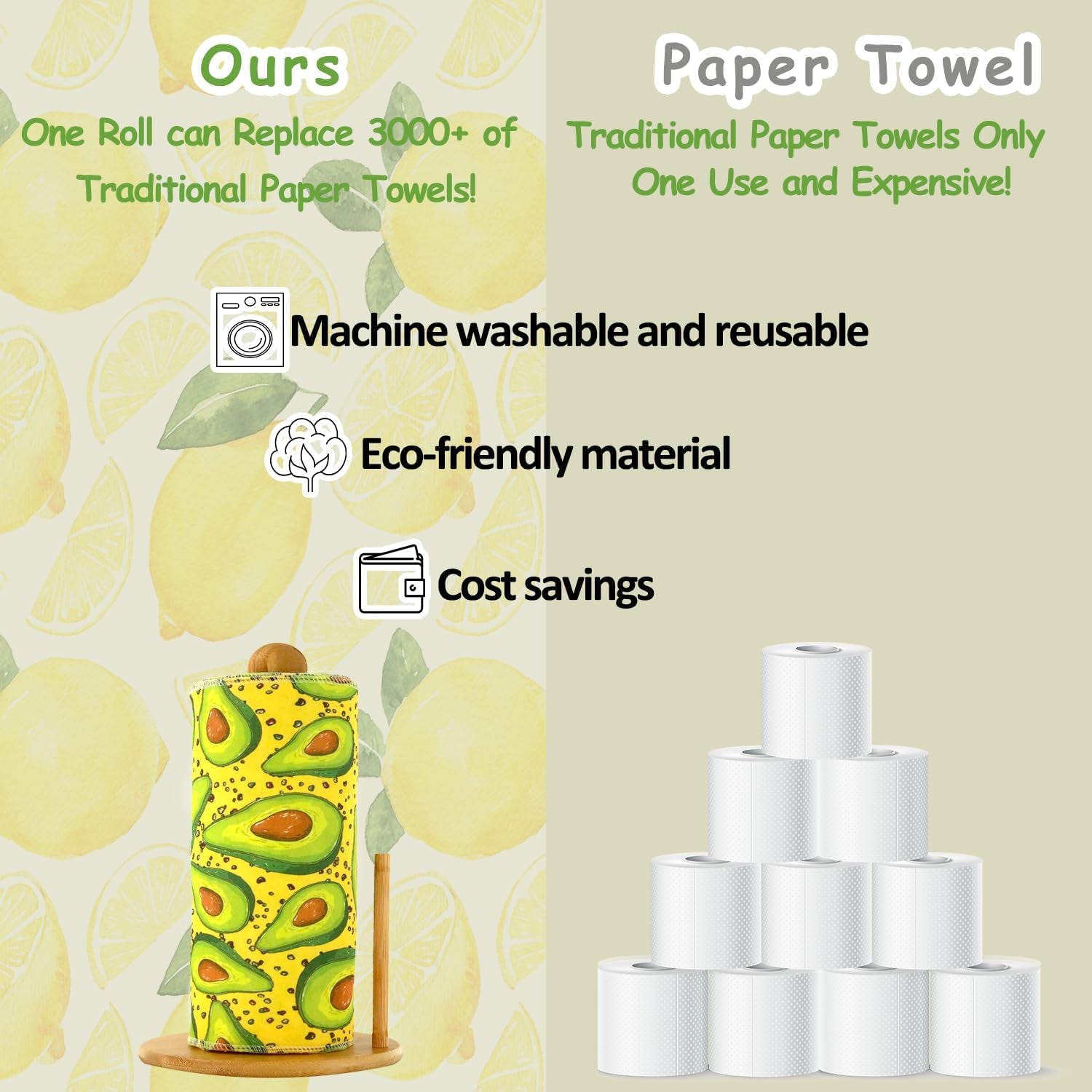 25 Pack Reusable Paper Towels, Paperless Towels Roll Washable Cotton Cloth for Kitchen Towels Zero Waste Products Alternative Paper Towels Alternative (Fruit01)