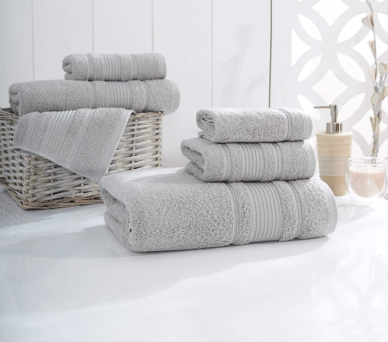 4-Piece Bath Towels Set, 100% Turkish Cotton Premium Quality Towels for Bathroom, Quick Dry Soft and Absorbent Turkish Towel, Set Includes 4 Bath Towels (Grey)