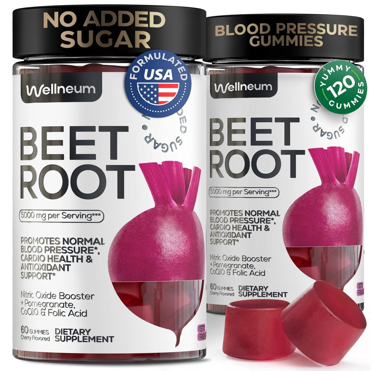 Beets for High Blood Pressure 2 Pack 5000 Mg Beet Root Chews with Pomegranate