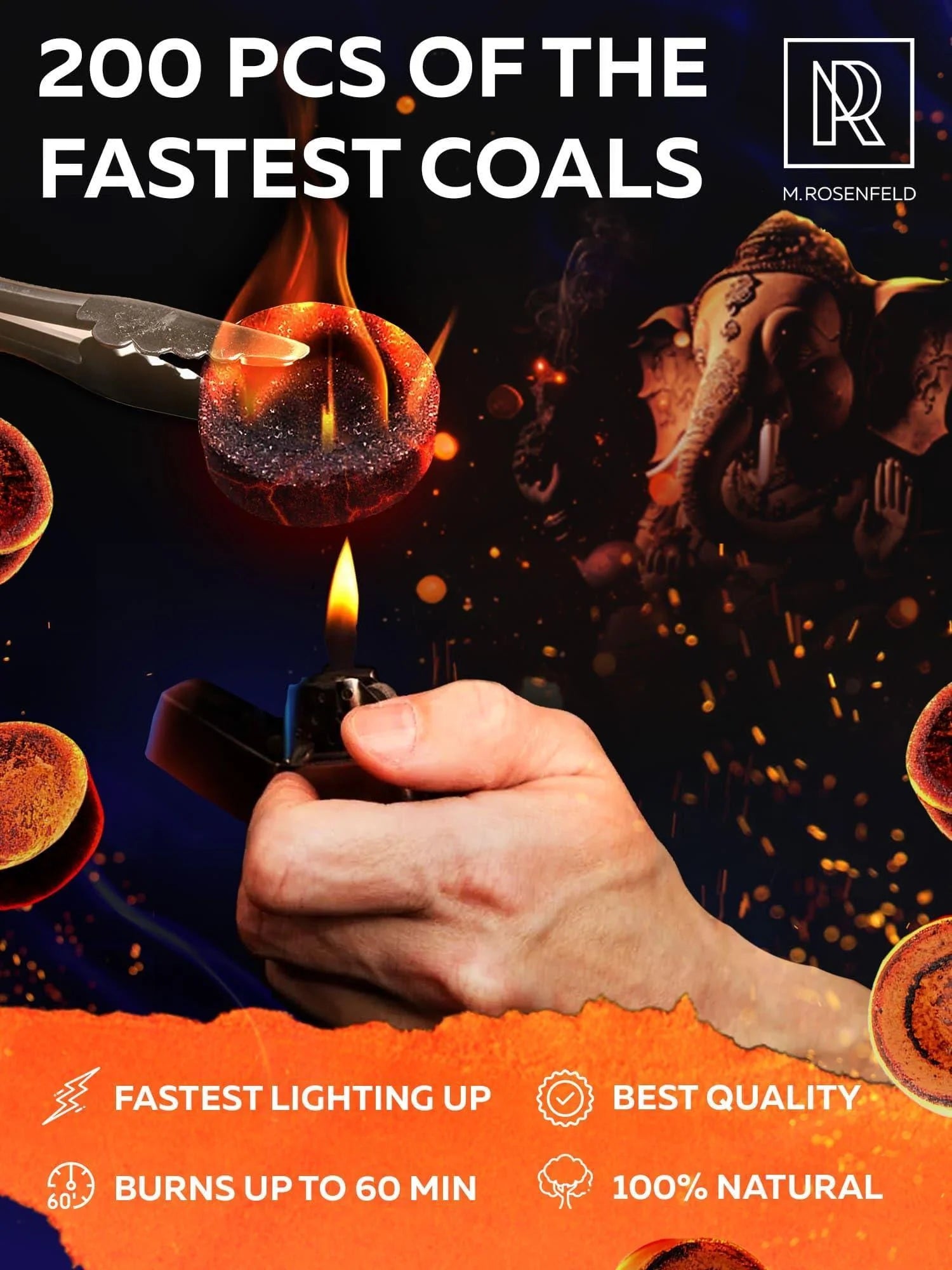 200 Pcs Charcoal Tablets for Incense – Quick Light Charcoal Tablets (20 Roll)