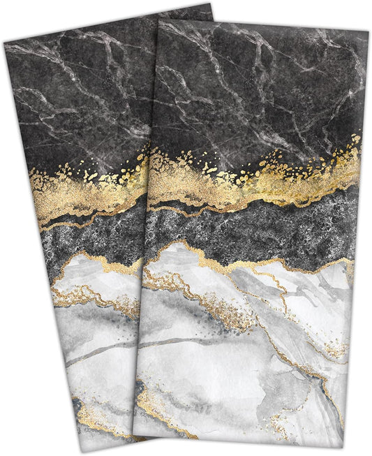 Black Gold Marble Hand Towels for Bathroom Decorative Bath Towels Soft Absorbent Kitchen Hand Towels Modern Abstract Bathroom Hand Towels for Home Kitchen Bathroom Decor
