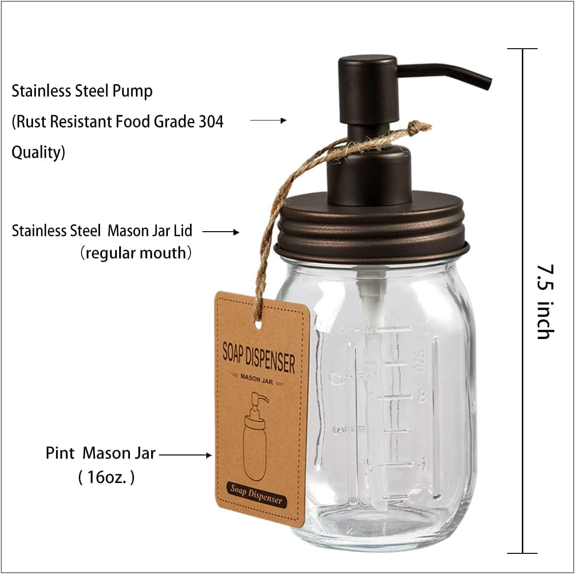 Mason Jar Bathroom Accessories Set(4 Pack) -Bronze-Lotion Soap Dispenser&Qtip Holder Set&Toothbrush Holder-Rustic Farmhouse Decor Apothecary Jar Bathroom Countertop,Vanity Organize (Bronze) | Lotion Soap Dispenser, 2 Qtip Holder Set, Toothbrush Holder, Rustic Farmhouse Bathroom Decor, Countertop Vanity Organizer