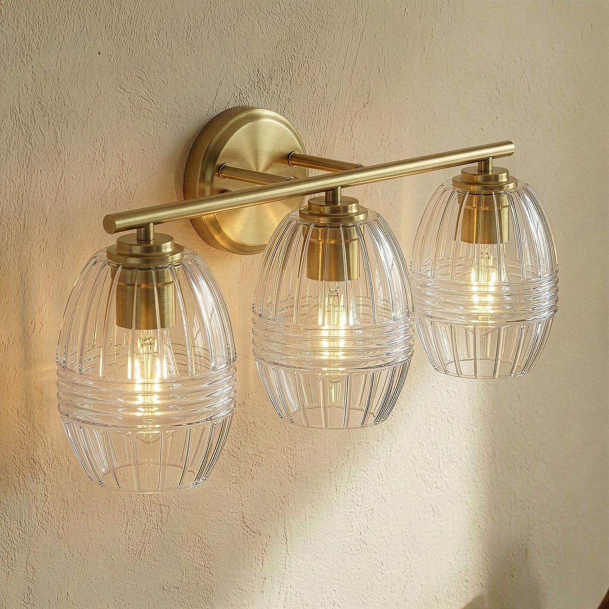 Luster Three Lights Vanity with Clear Glass