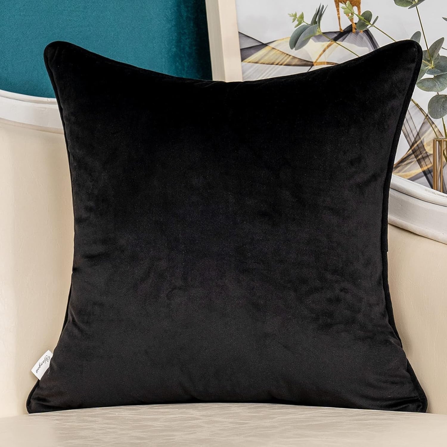 Black Striped Patchwork Throw Pillow Cover Gold Leather Cushion Cover Zippered Pillowcase for Sofa Couch Bedroom Living Room Home Decoration,18X18 Inch